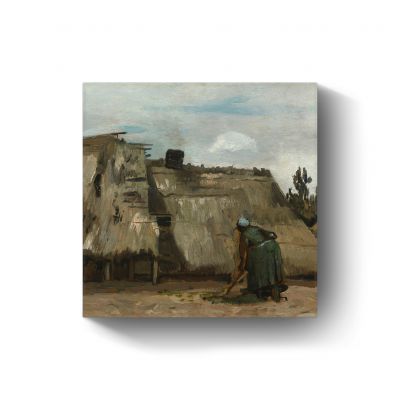 A peasant woman digging in front of her cottage door Vincent van Gogh
