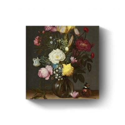 Bloemen in een glazen vaas  door Ambrosius Bosschaert de Oude