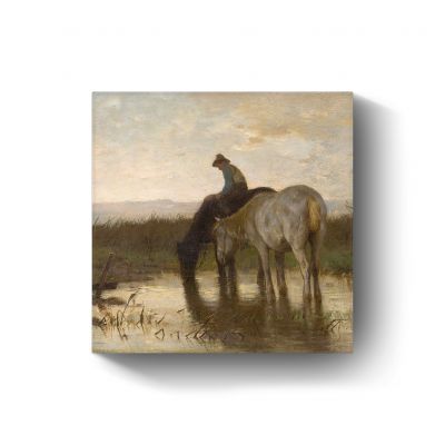 Drinkende paarden door Anton Mauve