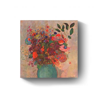Flowers in a turquoise vase  door Odilon Redon