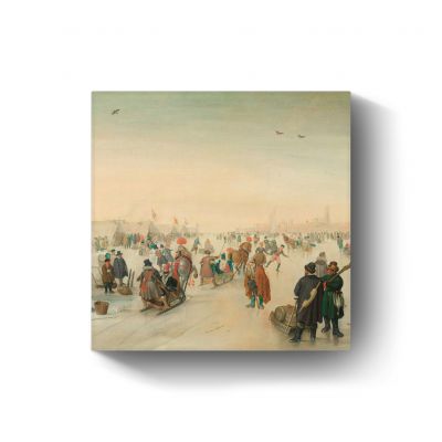 Ijsvermaak bij een stad door Hendrick Avercamp