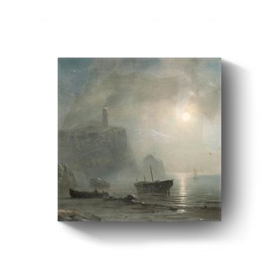 Gezicht op een rotsachtige kust door Théodore Gudin